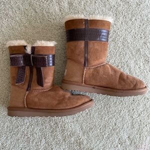 Ugg suede boots with leather bows
